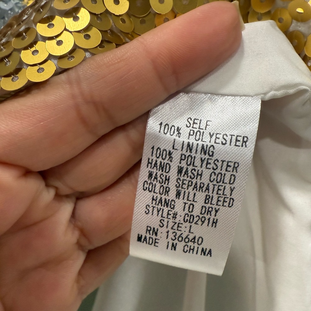 L'ATISTE by AMY Vibrant Sequin Dress in Blue and Gold Size L. - Picture 7 of 9